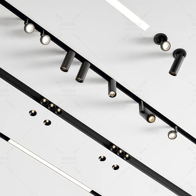 轨道灯_磁吸灯_筒灯SU模型下载-1