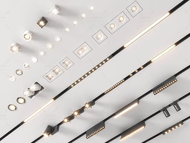 轨道灯_磁吸灯_筒灯SU模型下载-1