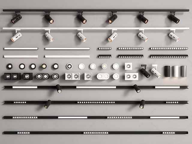 轨道灯_磁吸灯_筒灯SU模型下载-1