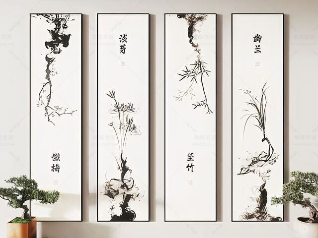 圆形古典装饰画SU模型-1