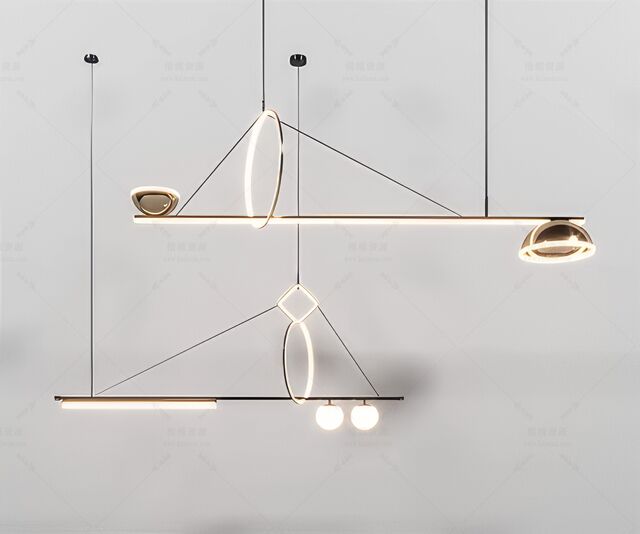 轻奢吊灯SU模型下载-1