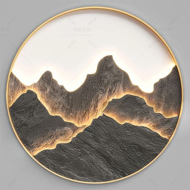 圆形古典装饰画SU模型-1