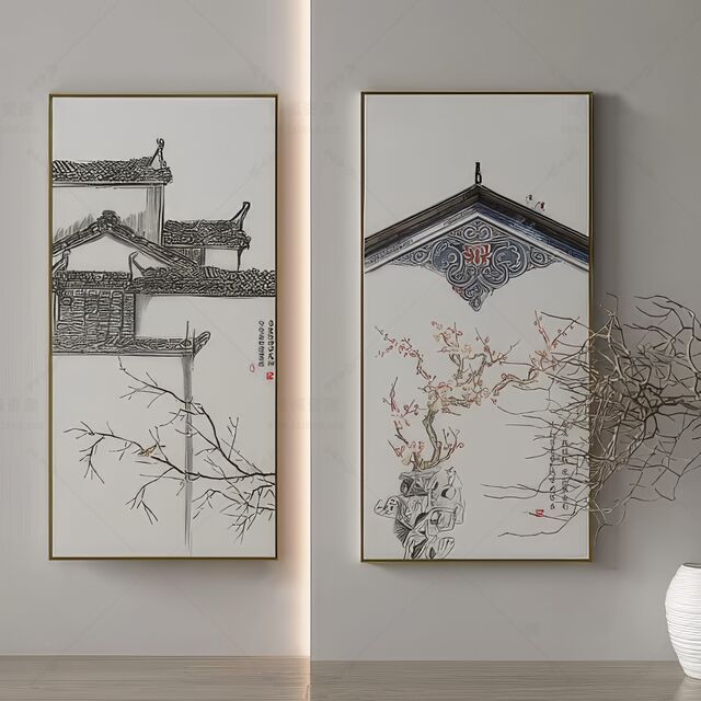 圆形古典装饰画SU模型-1