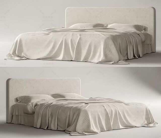 床具_双人床SU模型下载-1