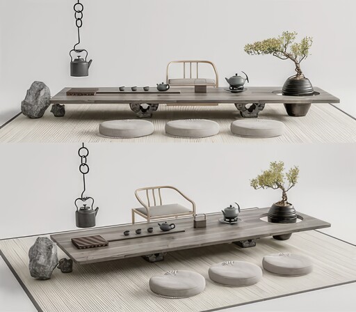 根雕茶桌茶台SU模型-1