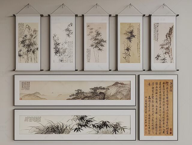 中式装饰画SU模型-1