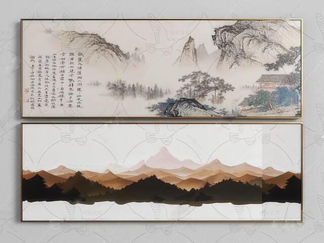 中式装饰画SU模型-1