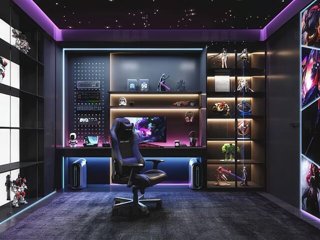 电竞房卧室su模型-1
