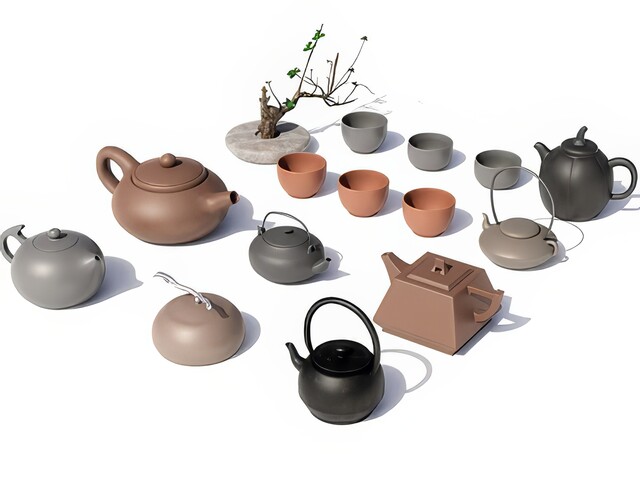 茶盘_功夫茶具SU模型下载-1