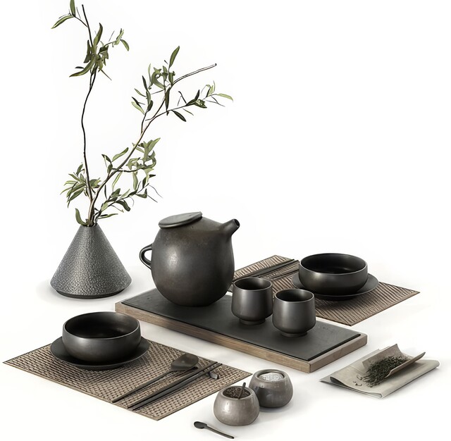 茶盘_功夫茶具SU模型下载-1