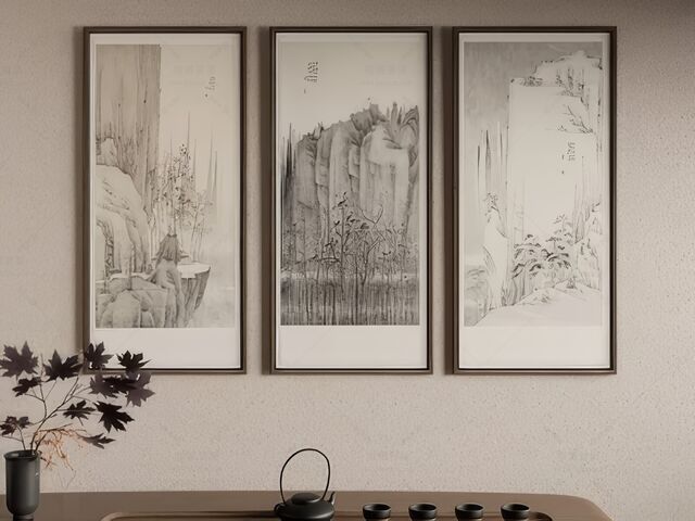 中式装饰画SU模型-1