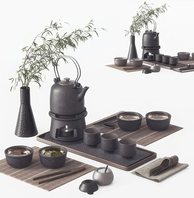 茶盘_功夫茶具SU模型下载-1