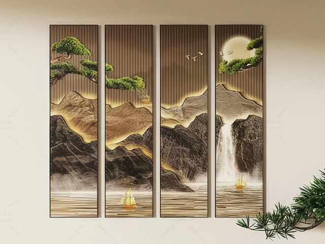 中式装饰画SU模型-1