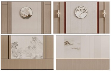 电视背景墙SU模型下载-1