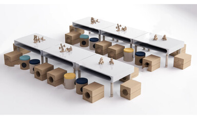 儿童桌椅SU模型下载-1