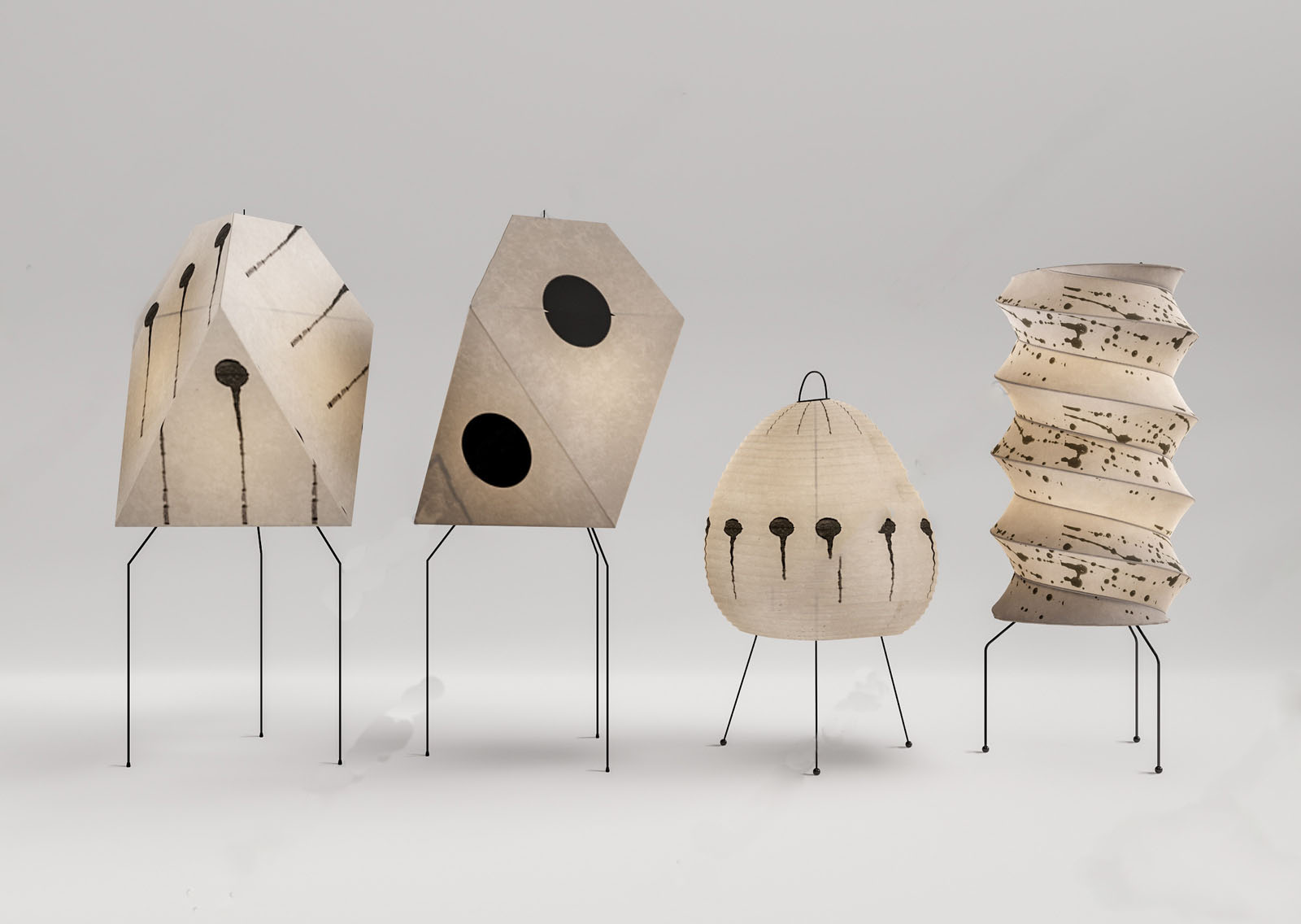 侘寂风落地灯吊灯SU模型-1