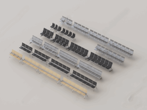 公共休息座椅su模型-1