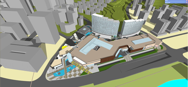 商业街建筑景观SU模型-3