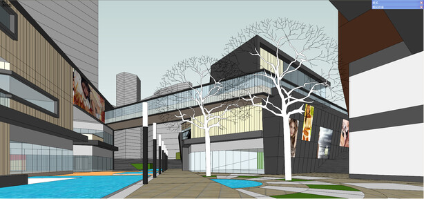 商业街建筑景观SU模型-7
