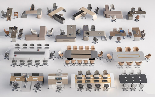 办公桌椅组合su模型-1