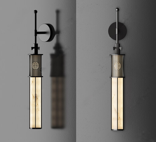 新中式室内壁灯su模型-1