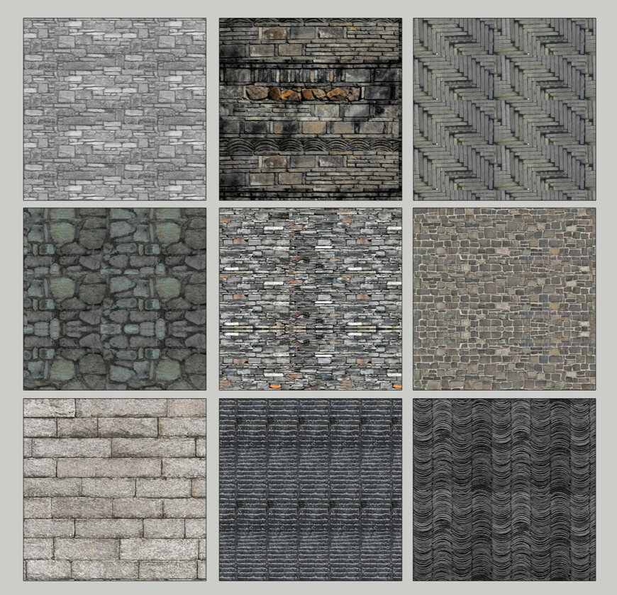 广场道路铺装su模型-1