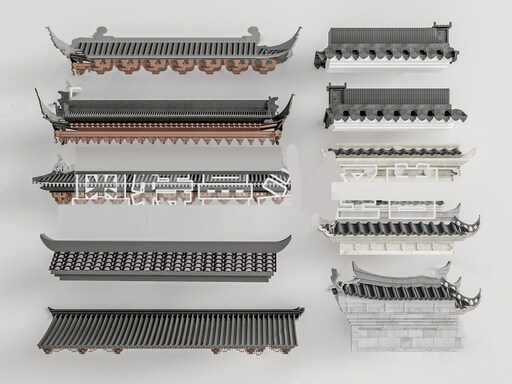 中式屋檐_檐线su模型-1