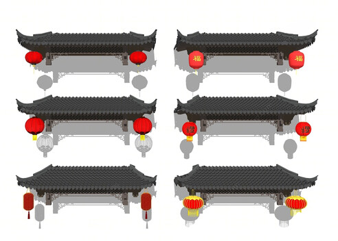 中式屋檐_檐线su模型-1