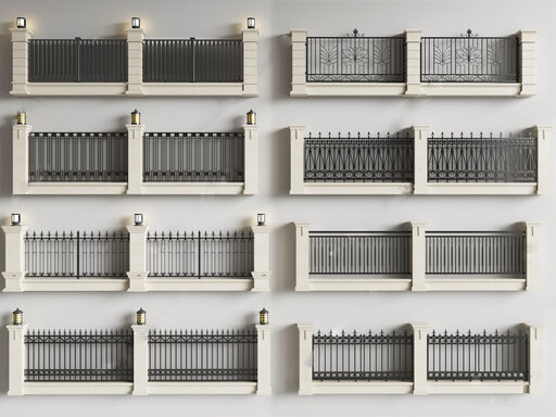 景墙围墙围栏su模型-1