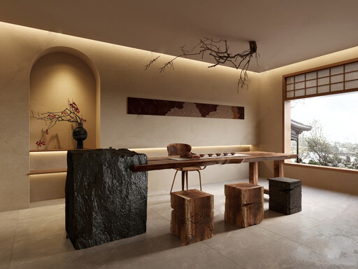 侘寂茶室su模型-1