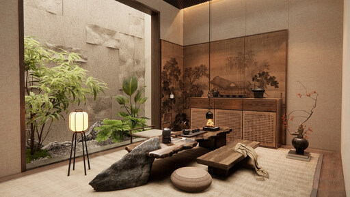 侘寂茶室su模型-1