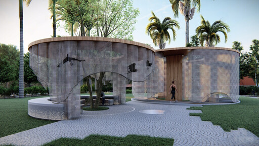 现代异形廊架su模型-1