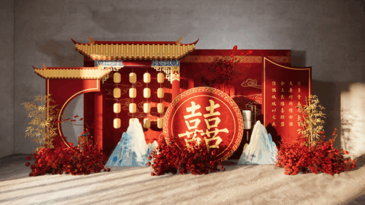婚礼美陈周岁礼su模型-1