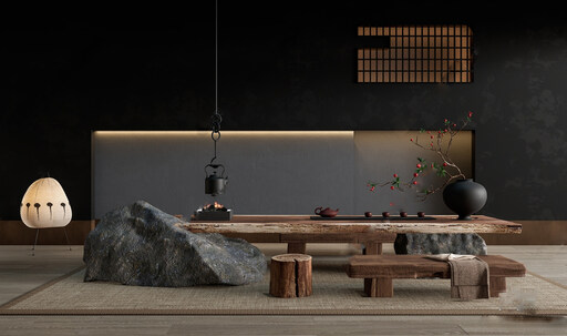 侘寂茶室su模型-1