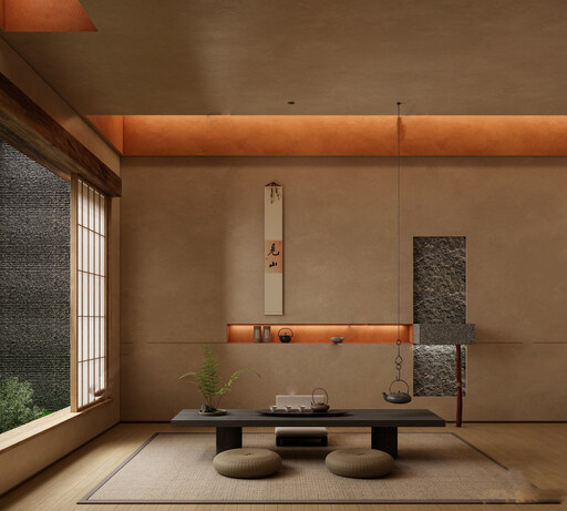 侘寂茶室su模型-1