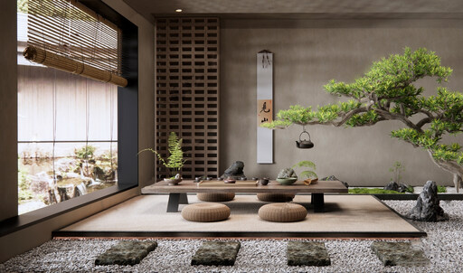 侘寂茶室su模型-1