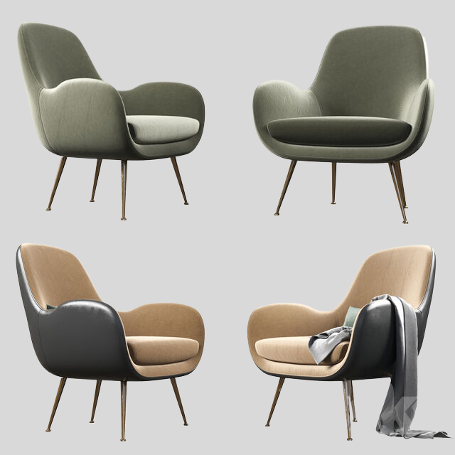 单人沙发3D模型下载-1