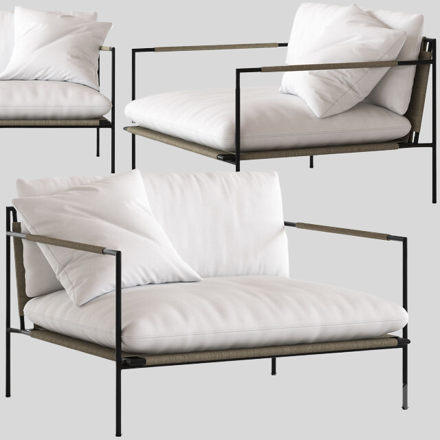 单人沙发3D模型下载-1