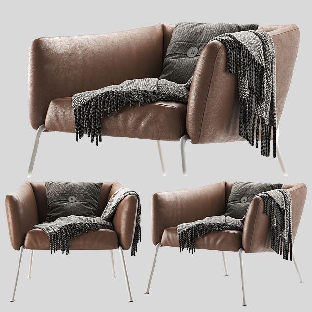单人沙发3D模型下载-1