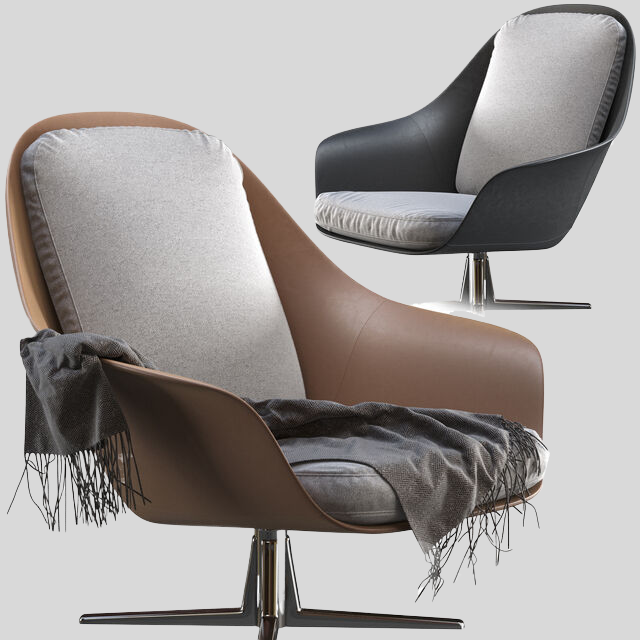 单人沙发3D模型下载-1