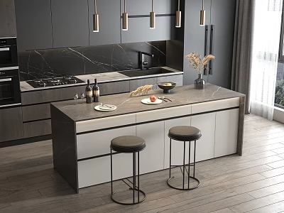 吧台_中岛台SU模型下载-1