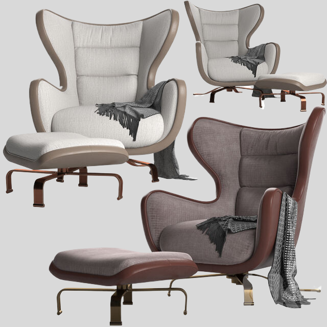 单人沙发3D模型下载-1