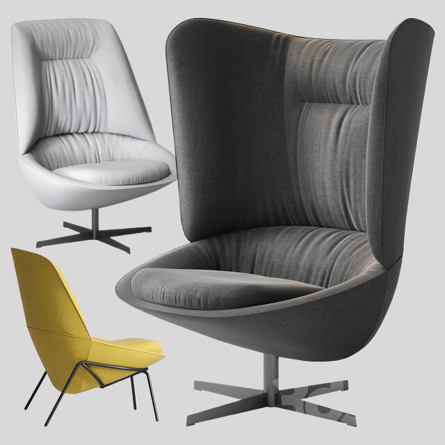 单人沙发3D模型下载-1