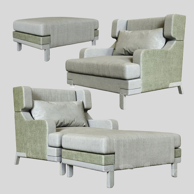 单人沙发3D模型下载-1