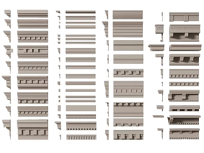 雕花石膏线条角线罗马柱子3d模型-1