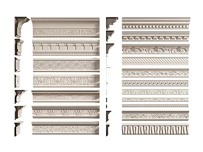 雕花石膏线条角线罗马柱子3d模型-1
