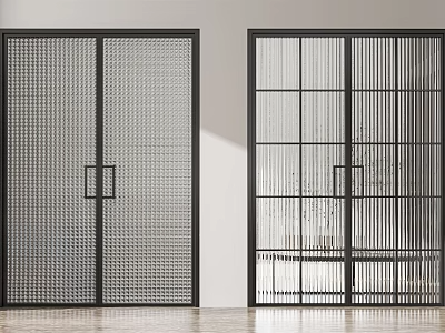 玻璃门_玻璃推拉门3D模型-1