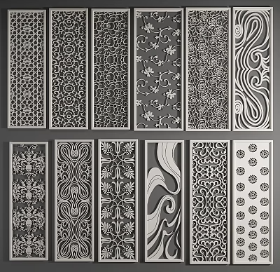 屏风隔断3d模型-1