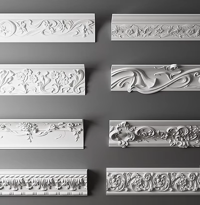 雕花石膏线条角线罗马柱子3d模型-1