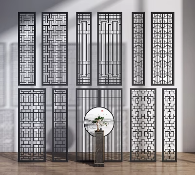 屏风隔断3d模型-1